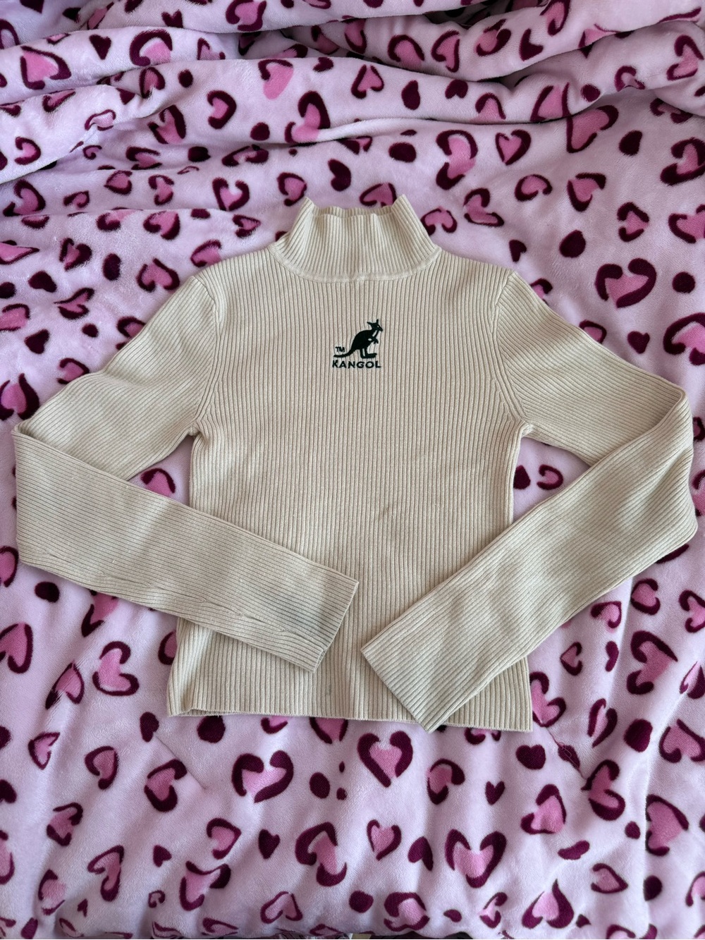 Kangol Cream Ribbed turtleneck